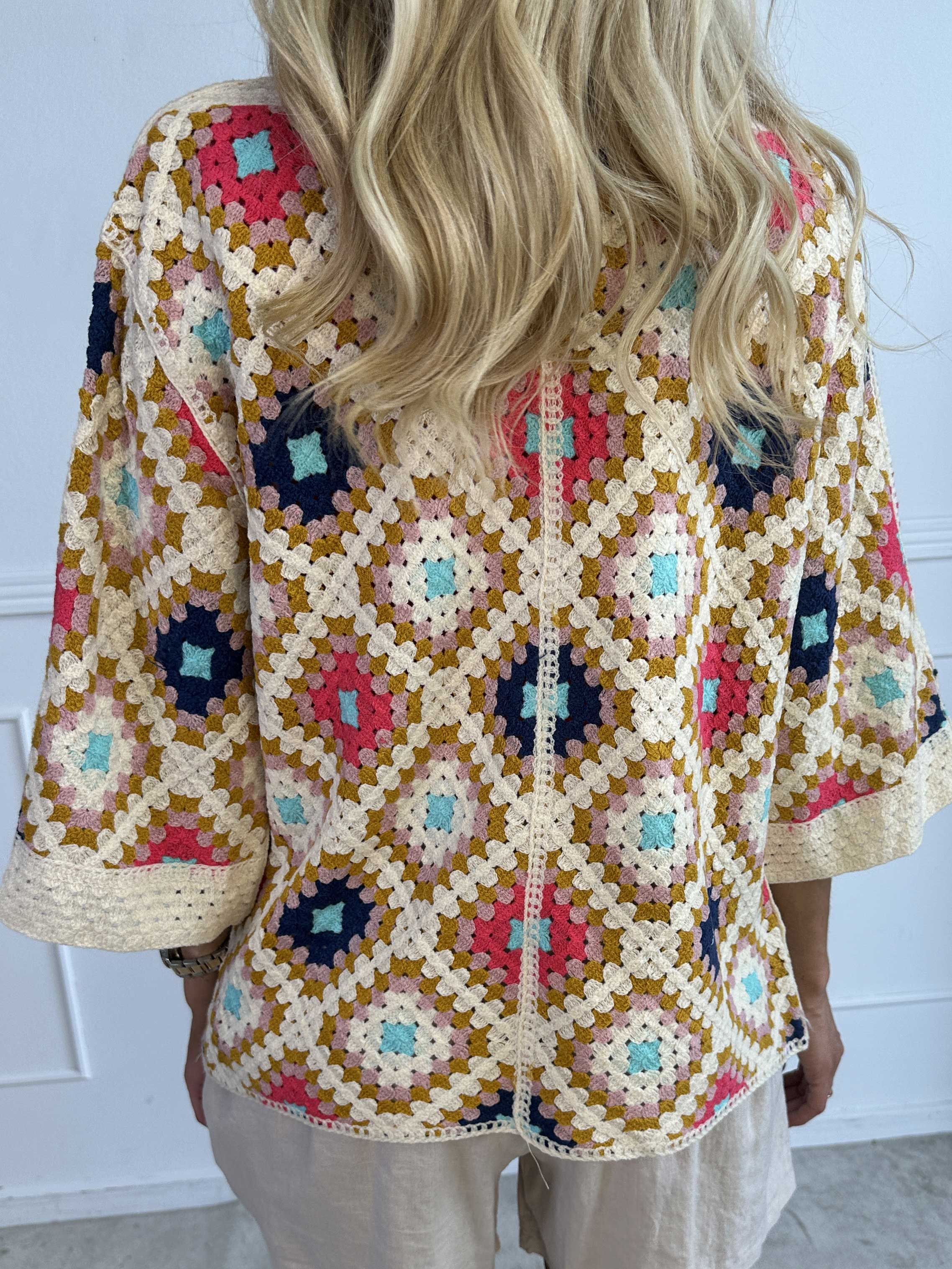 Danae - Flerfarvet cardigan i bomuld